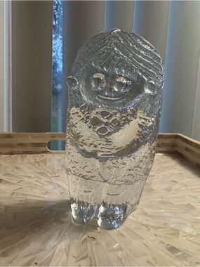 Clear Glass Figurine Decorative Sculpture - Charming Abstract Character